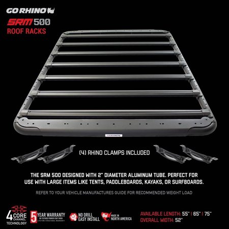 GO RHINO Universal With 55 Length x 52 Wide Textured Black Aluminum Single Modular Design 5935055T